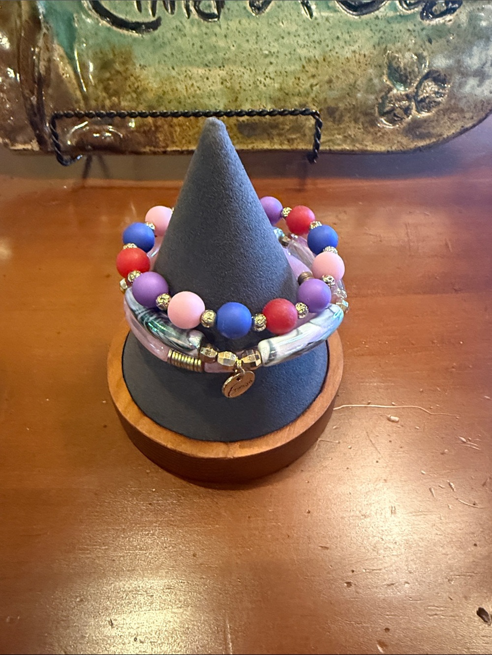 Erimish Multicolor Beaded Bracelet Stack — Blue, Pink, Red, Purple